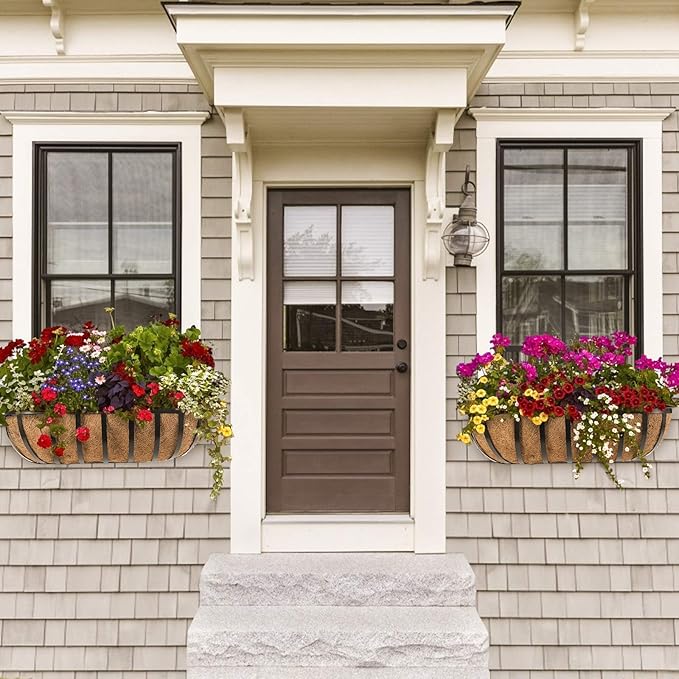 Railing Planter Window Box Deck Balcony Rail Planter 24 Inch for Porch Fence Patio Outdoor 4 Pack Sekcen