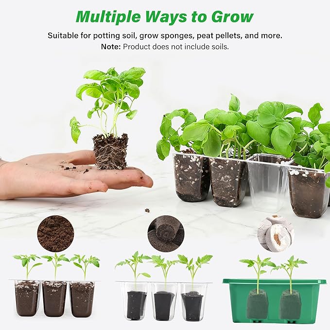 Bonviee 5-Pack Seed Starter Trays, Seed Starter Kit with Adjustable Humidity Dome and Base Indoor Greenhouse Mini Propagator for Seeds Growing Starting (12 Cells Per Tray, Green) BonvieeDirect