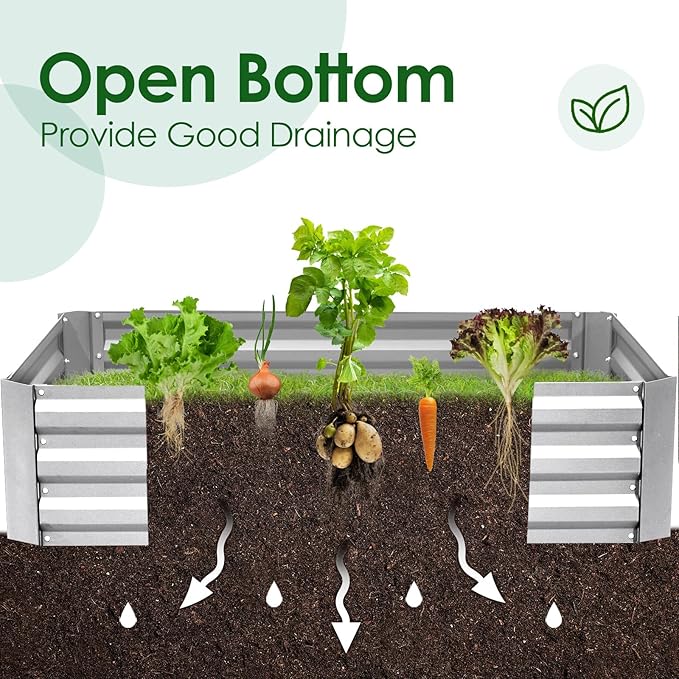 Quictent 6x3x1ft Galvanized Raised Garden Bed with Cover Metal Planter Bottomless Box w/ 2 Large Screen Windows Mini Greenhouse 20pcs T-Tags 1 Pair Gloves Outdoor Growing Vegetables (Green) QUICTENT