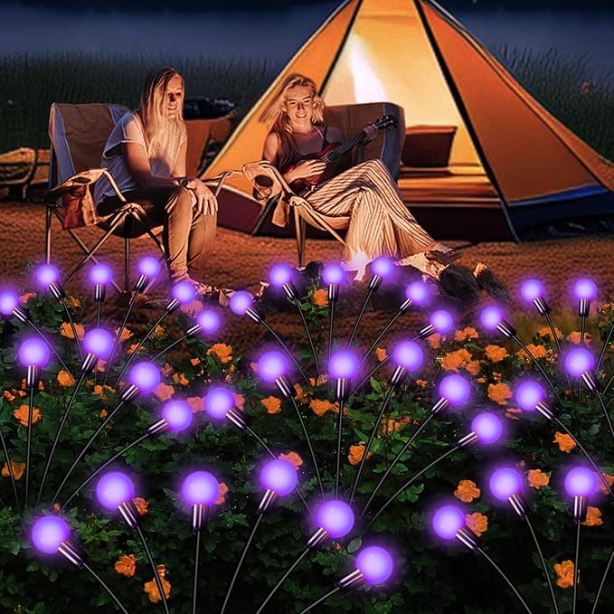 Solar Garden Lights Outdoor, Waterproof Solar Powered Lights for Yard Pathway Patio, Swaying Lawn Decor as Gardening Gifts for Women Holiday (Purple, 4 Pack) NBQQ