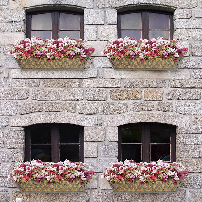 4 Pack 24 Inch Window Boxes Planters Railing Planter Box with Adjustable Brackets for Porch Fence Patio Balcony Hanging Flower Baskets with Coco Liners for Outdoor Garden Decor - Dark Grey KarlliuHOMEGARDEN
