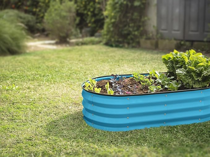 Plant & Plot Galvanized Raised Garden Beds Outdoor // 4×2×1 ft (2-Pack) Planter Raised Beds for Gardening, Vegetables, Flowers (Teal) // Large Metal Garden Box PlantPlot
