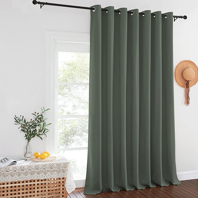 NICETOWN Dark Mallard Blackout Curtains for Bedroom/Living Room 132 Inch Length - Thermal Insulated Room Darkening Grommet Top Window Curtains (100 by 132 - Inch, 1 Panel) NICETOWN