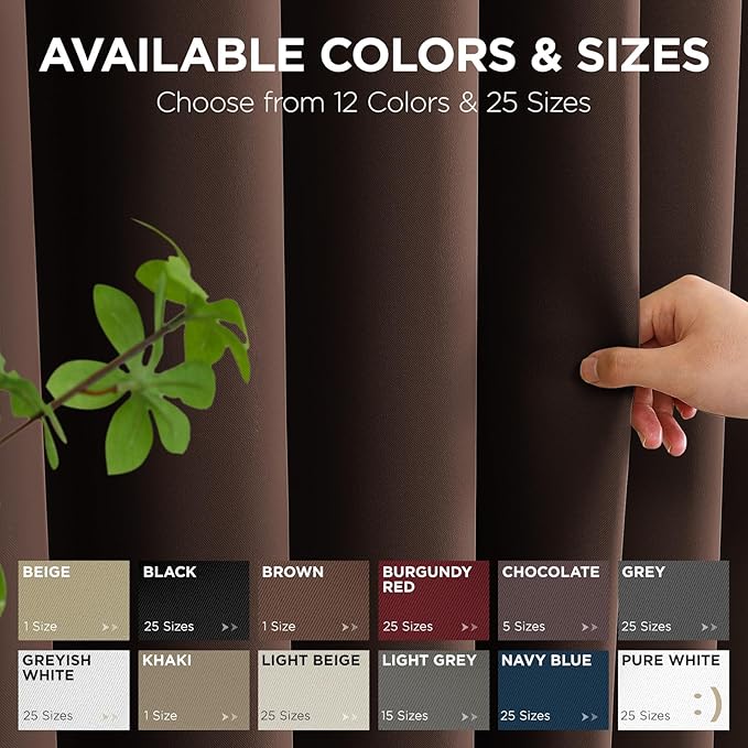 Joydeco Blackout Patio Sliding Door Curtains 108 Inches Long, Grommet Privacy Room Divider Curtains, Extra Wide Thermal Blackout Drapes for Bedroom Living Room (Chocolate, 70Wx108L, 1 Panel) JOYDECO