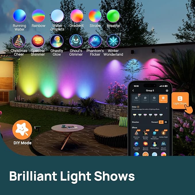 Linkind Smart Solar Spot Lights Outdoor SL5C, Solar Lights Outdoor Spotlight Cool/Warm White/Color Changing, APP/Voice Control IP67 Landscape Lighting for Yard, Garden, Pathway(14 Pack) Linkind