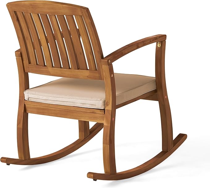 Christopher Knight Home Selma Acacia Rocking Chairs with Cushions, 2-Pcs Set, Teak Finish ChristopherKnightHome