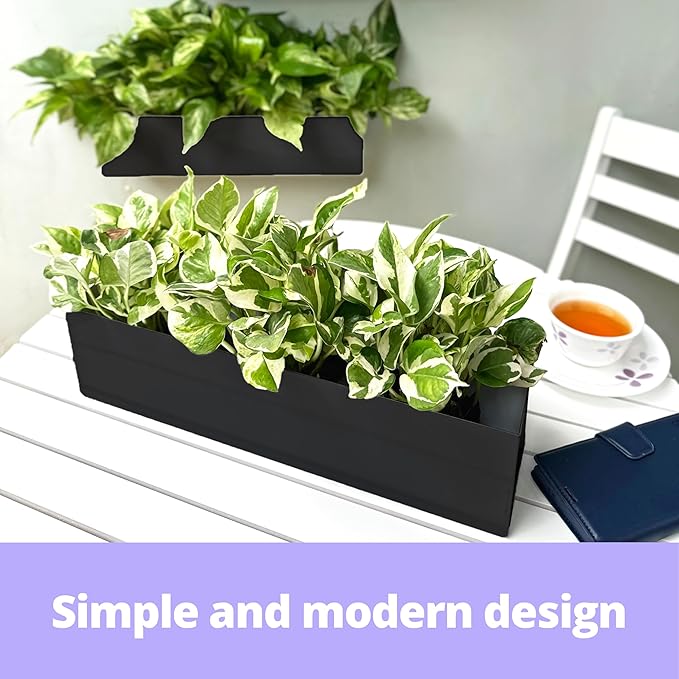 LaLaGreen Wall Planter (16 Inch, 2 Pack) Rectangular Metal Hanging Flower Pot for Succulents Carbon Steel Black, Long Window Sill Box Modern Fence Floating Garden Shelf for Deck Indoor Outdoor Decor L%C3%A1L%C3%A1Green