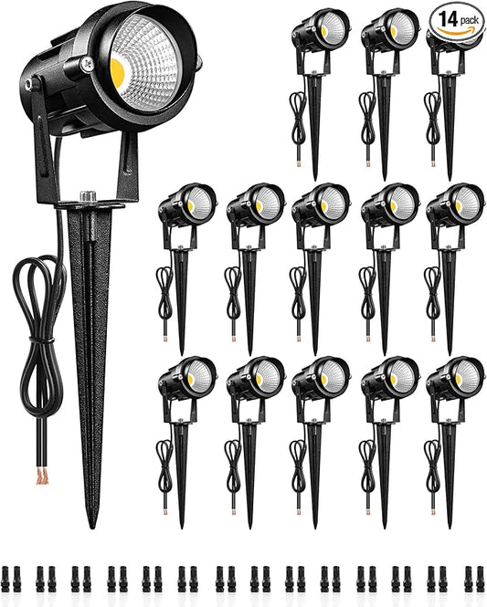 6W 700LM Low Voltage Landscape Lighting, 12V AC/DC 3000K Warm White LED Low Voltage Landscape Lights, IP65 Waterproof Outdoor Spotlights with Connectors for Garden Tree Yard 14Pack W01SLP1406 Wilawels