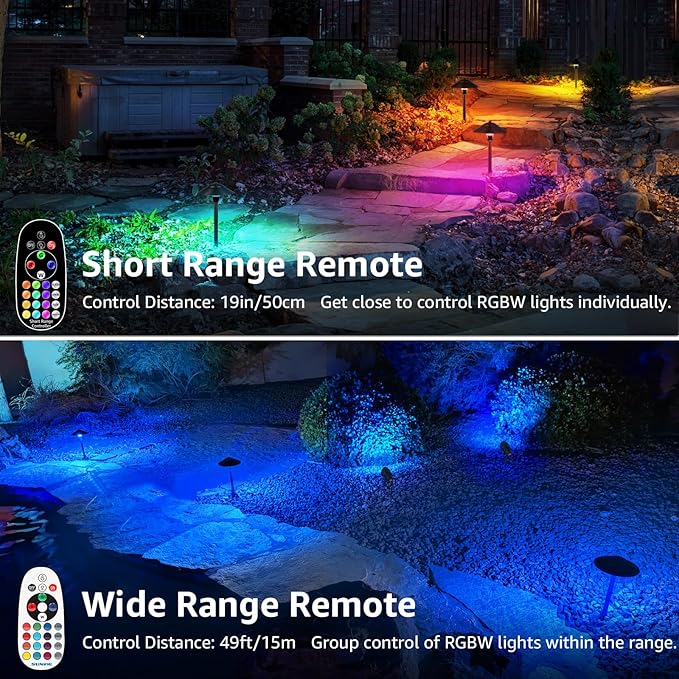 SUNVIE All-in-One RGBW Landscape Lighting Kit, 8 Pack Color Changing Low Voltage Landscape Lights with Connector Transformer 100FT Wire, 3W Multi-Color Pathway Lights for Holiday Walkway Garden Yard SUNVIE