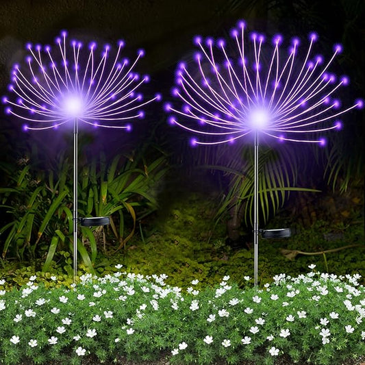 YOTOZU 2 PCS Solar Firework Light, Outdoor Solar Garden Decorative Lights 120 LED Powered 40 Copper Wires String DIY Landscape Light for Walkway Pathway Backyard Decor Parties Perfect Gifts(Purple) YOTOZU