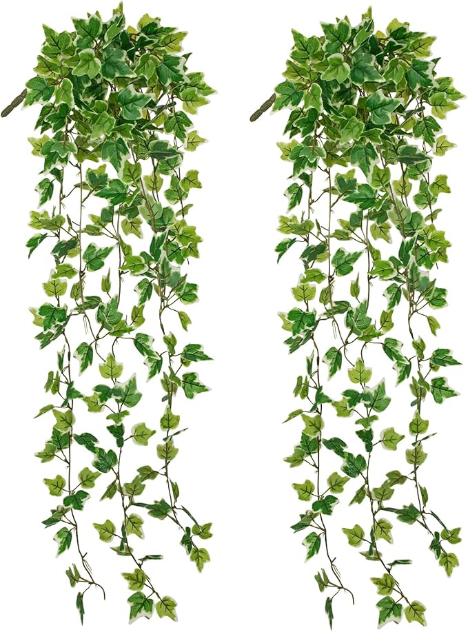 Hollyone 2pcs Artificial Hanging Plants 31" Fake Ivy Vine Faux Ivy Leaves Hanging Plant Greenery for Wall House Room Patio Indoor Outdoor Home Shelf Office Wedding Decor Hollyone