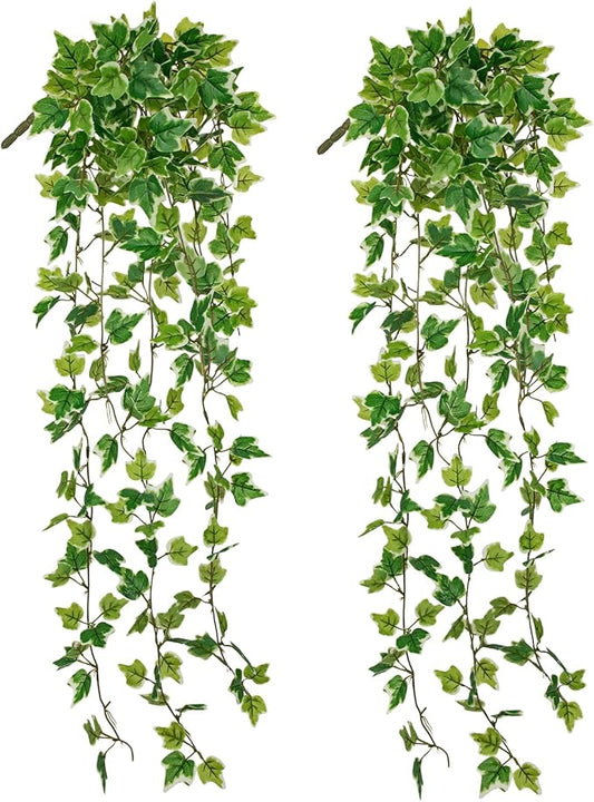 Hollyone 2pcs Artificial Hanging Plants 31" Fake Ivy Vine Faux Ivy Leaves Hanging Plant Greenery for Wall House Room Patio Indoor Outdoor Home Shelf Office Wedding Decor Hollyone