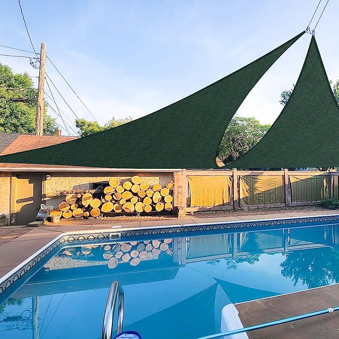 E&K Sunrise 6' x 6' x 6' Sun Shade Sail Triangle Canopy Shade Cover UV Block for Patio Backyard Garden Outdoor (Green) EKSUNRISEINC