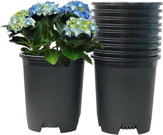 5 Gallon 10-Pack Nursery Pot Black Plastic Planters with Drainage for Outdoor Indoor Large Plants Trees CottaPlanters