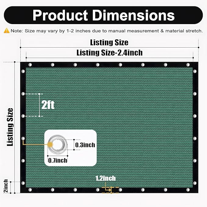 Artpuch 90% Sun Shade Cloth, 8 x 16 FT Pergola Shade Cover Canopy with Grommets, Sun Screen Fabric Tarp for Patio, Outdoor, Garden, Backyard, Green Artpuch