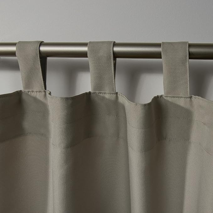 Exclusive Home Cabana Solid Indoor/Outdoor Light Filtering Hook-and-Loop Tab Top Curtain Panel, 54"x96", Taupe, Set of 2 Exclusive+Home