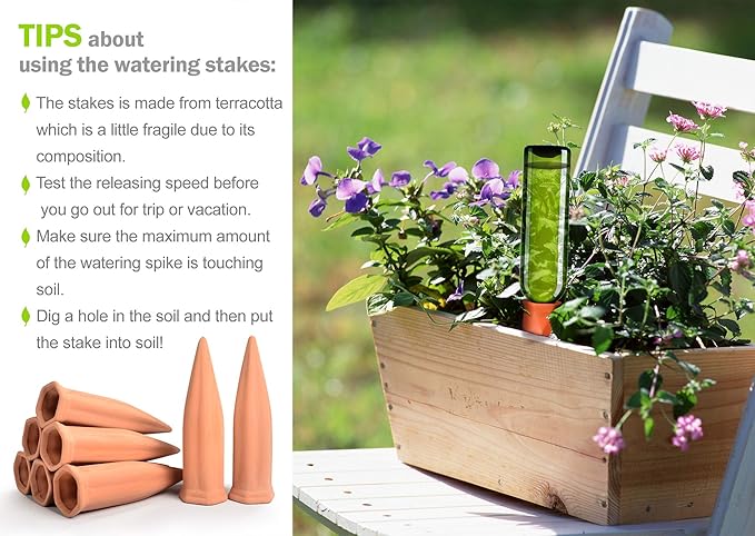 Automatic Plant Waterer Terracotta Self Watering Spikes Drippers Irrigation System for Vacation or Holiday (8Pack) B+SEPOR