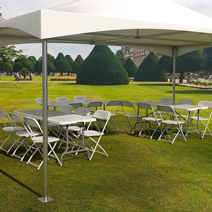 VINGLI 1 Pack White Plastic Folding Chair, Indoor Outdoor Portable Stackable Commercial Seat with Steel Frame 350lb. Capacity for Events Office Wedding Party Picnic Kitchen Dining VINGLI