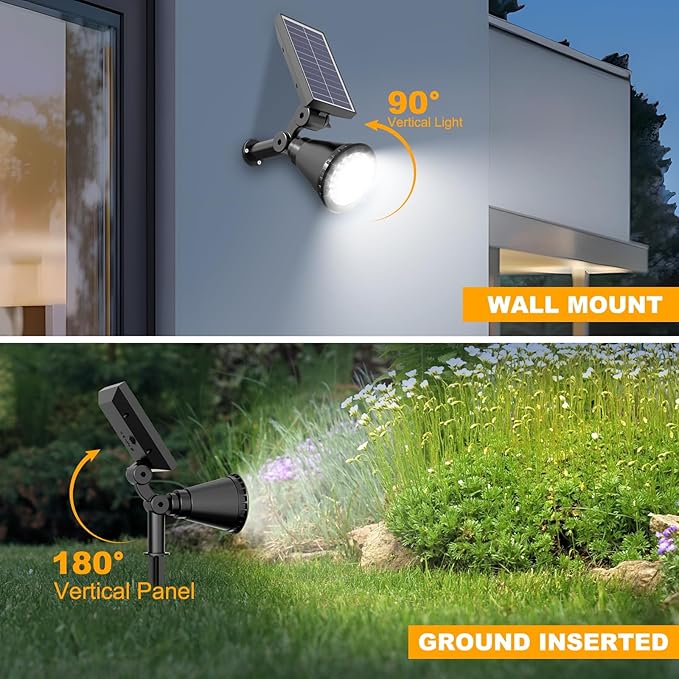 Solar Lights Outdoor Waterproof, 36 LEDs 1000LM Adjustable Solar Spot Lights Outdoor, 2-in-1 Solar Powered Spotlight Landscape Lighting for Garden, Yard, Pathway- 1 Pack (Cool White) Rootora
