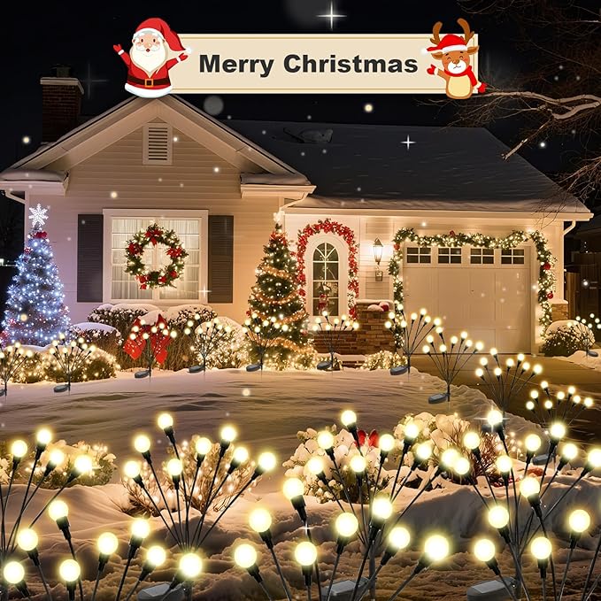 ALSO GO Solar Lights Outdoor, 6 Pack 48 LEDs Firefly Lights, Waterproof Solar Garden Light for Yard Patio Pathway Outdoor Decoration, Gardening Gifts for Women Christmas Decor ALSOGO