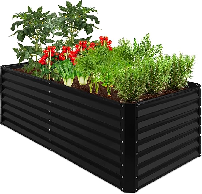Best Choice Products 6x3x2ft Outdoor Metal Raised Garden Bed, Deep Root Box Planter for Vegetables, Flowers, Herbs, 269 Gallon Capacity, 100% Non Toxic Materials - Black BestChoiceProducts