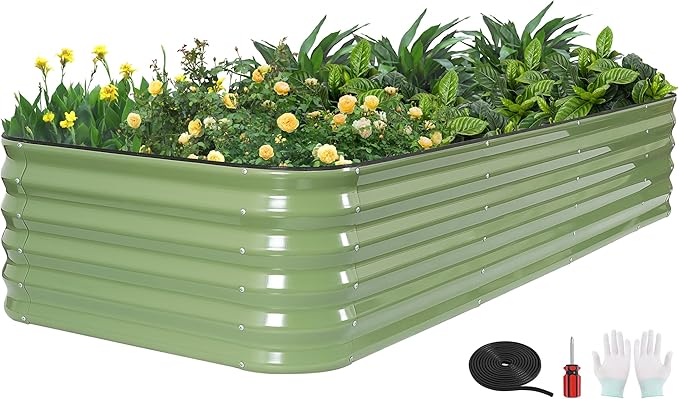 GoCampDriect 6IN1 Raised Garden Bed - 8x3x1.4ft Galvanized Raised Garden Boxes Outdoor Corrosion Resistant | Variable Shape 9x2x1.4ft Metal Raised Garden Beds for Planting Vegetable, Fruits, Flower GoCampDirect