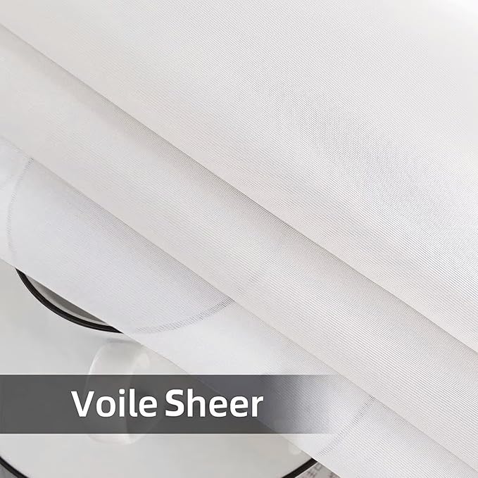 SpaceDresser Waterproof Outdoor Sheer Curtains for Patio - 2 Panels Rod Pocket Indoor Voile Sheer Curtain for Living Room,52W x 96L inch, White SpaceDresser
