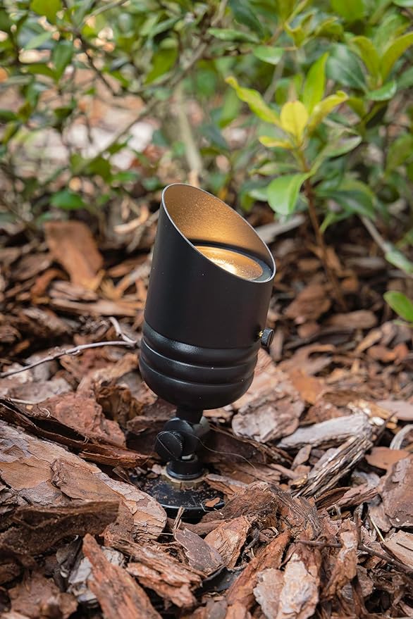 VOLT Fat Boy 12V Brass Outdoor Spotlight (Black) for Low Voltage Landscape Lighting of Yard, Lawn, Garden, Patio, Trees & House VOLT