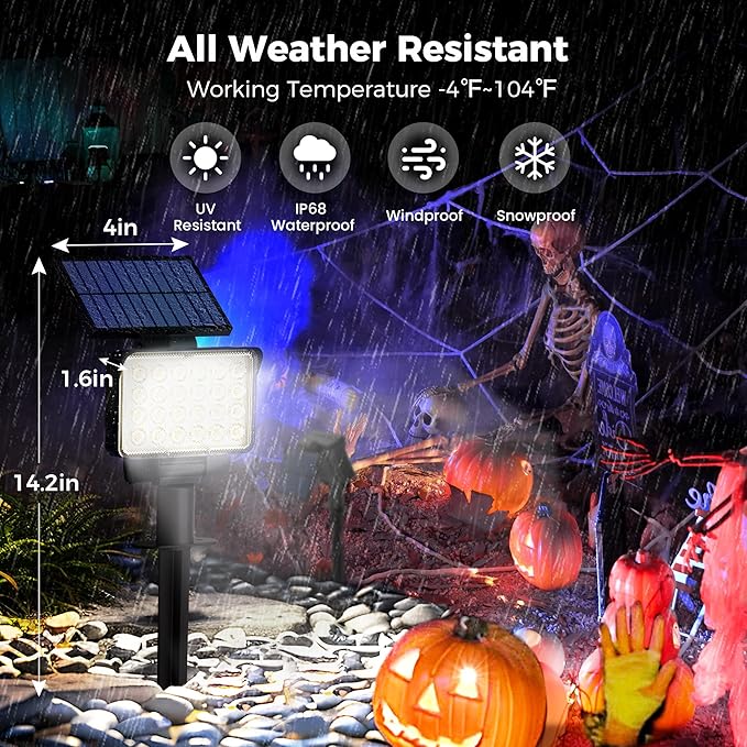 Solar Spot Lights Outdoor Waterproof for Flag, Tree, House, Garden, Yard, Landscape Spotlights for Accent Uplighting Halloween Christmas Decorations-6 Pack AUDERWIN