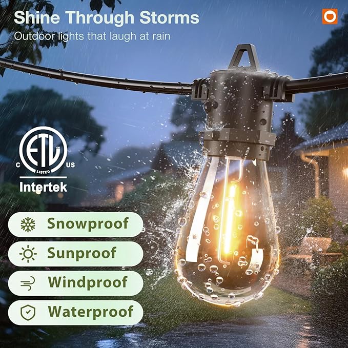 addlon 200FT LED Outdoor String Lights, Remote Dimmable Patio Lights with Timer & 3 Lighting Modes, 64 Shatterproof Edison Bulbs, Waterproof Connectable String Lights for Outside Backyard Porch Party addlon
