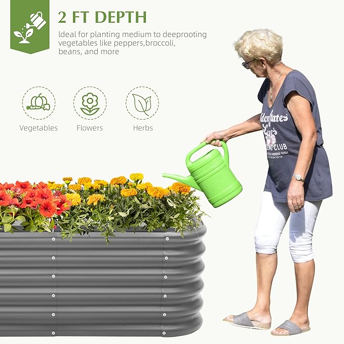 Galvanized Raised Garden Bed, Outdoor Planter Bed, Metal Planter Box for Gardening and Planting,4x2x1.5ft, Dark Grey Besebay