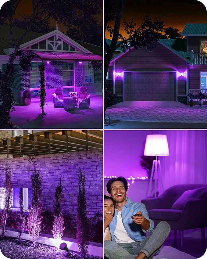 EDISHINE Christmas Decorations PAR38 Purple LED Flood Light Bulbs Outdoor, Dimmable LED Light Bulb, 18W(120W Equivalent), Outdoor Weatherproof Light Bulb for Christmas, E26 Base, 4 Pack EDISHINE