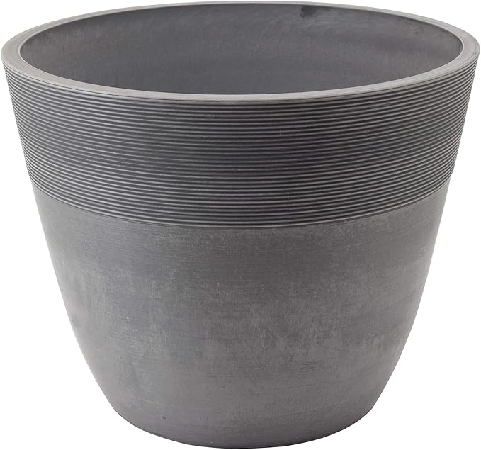 Arcadia Garden Products FM35CT Etched Pot 14x11-Cement PSW