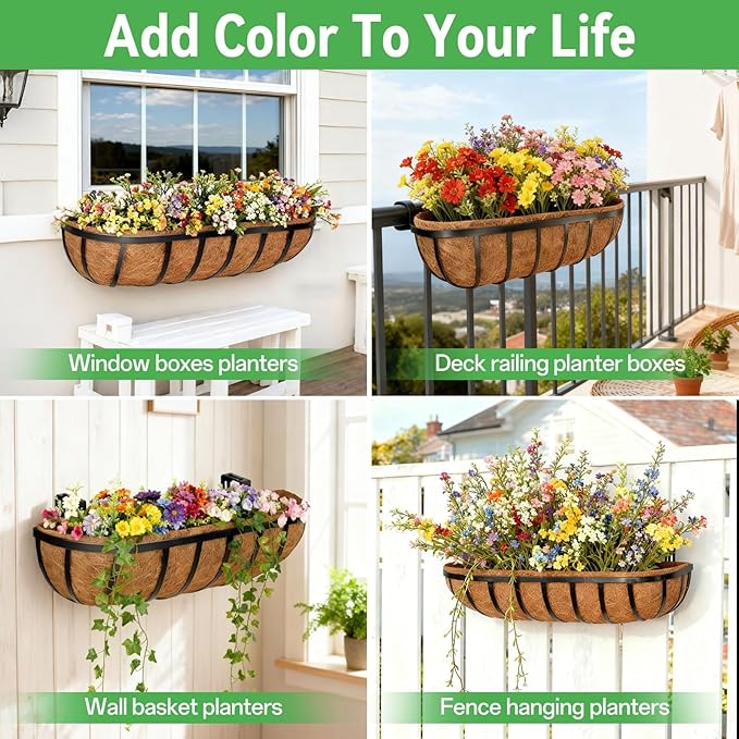 ZeeDix 30 Inch Trough Coconut Liners for Planters - 100% Natural Coconut Coir Fiber Planter Liners Replacement for Window Boxes, Wall Baskets, Deck Flower Boxes, Garden Railing Fence Troughs (2-Pack) ZeeDix