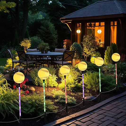 Solar Lights Outdoor, Baseball Theme LED Stake Light for Garden Yard Pathway Patio Walkway Landscape Decoration AUGPET