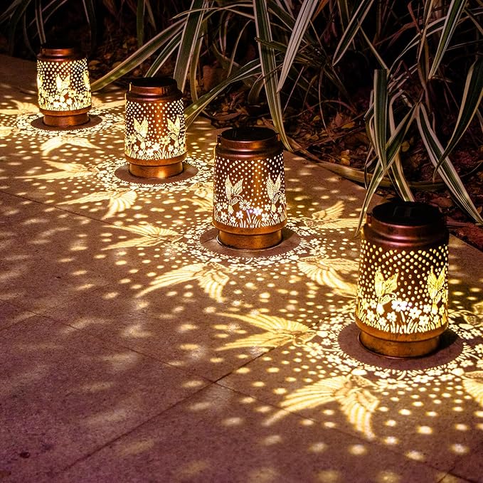 2 Pack Hummingbird Birthday Gifts for Women Mom Grandma Solar Lanterns Outdoor Waterproof Garden Decor Hanging LED Decorative Light for Patio Yard Lawn Gardening Gifts DIBIEECN