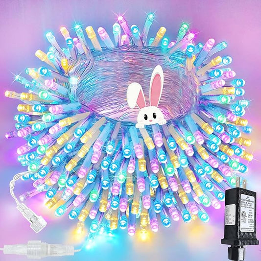 Connectable 200 LED Easter Lights Indoor Outdoor with Timer, 66FT 13 Modes Easter Pastel Lights Multicolor Lights, Waterproof Twinkle Fairy Lights Plug in Clear Wire for Christmas Bedroom Easter Decor SANJICHA