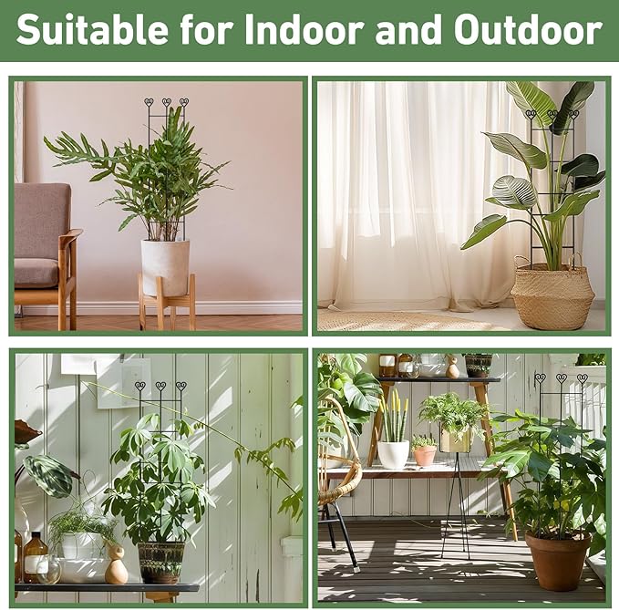 32in Large Indoor Plant Trellis for Climbing Plants, Expandable Metal Garden Trellis for potted plants, Tall Plant Supports for Ivy Pothos Hoya Monstera, 2p Xeeol