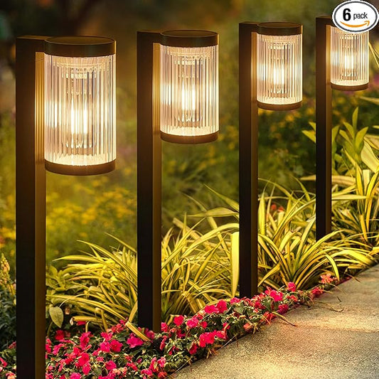 Solar Pathway Lights Outdoor, 6 Pack Upgraded Outdoor Solar Lights for Outside Super Bright Up to 12Hrs, IP65 Waterproof Solar Garden Lights for Yard Path Walkway Decor Landscape Lighting ELECLINK