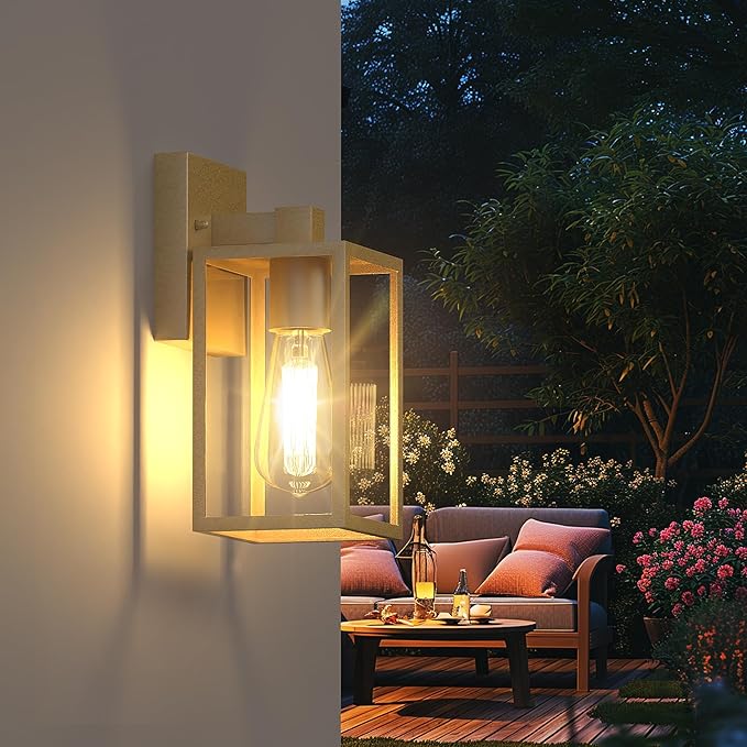 WIHTU Gold Outdoor Exterior Light Fixture for House, LED Front Porch Lights for House, Waterproof Wall Sconce Lantern Lamp, Outside Coach Lights for Patio, Garage, Doorway, Entryway WIHTU