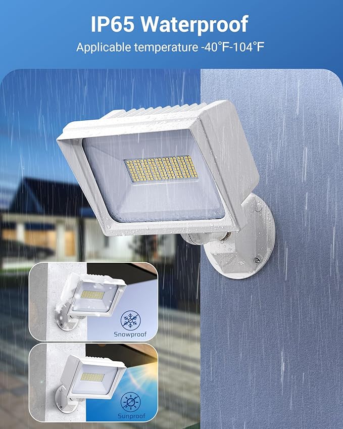 DEWENWILS 2-Pack 65W Flood Lights Outdoor, 6670 LM Super Bright Security Light Switch Controlled, IP65 Waterproof, 5000K LED Flood Light Outdoor for Yard, Garage, Garden, UL Listed DEWENWILS
