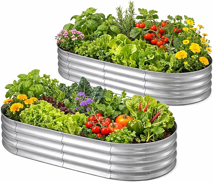 Galvanized Raised Garden Bed for Outdoor: 4X2X1ft Durable Metal Vegetable Plant Container Kit（2 Pack） Rootora