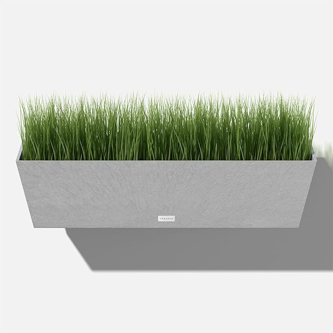 Veradek Pure Series Railing Planter - Plastic Hanging Planter for Outdoor Balcony/Fence | Durable All-Weather Use with Adjustable Brackets | Modern Décor for Flowers, Succulents, Hanging Plants VeradekOutdoor