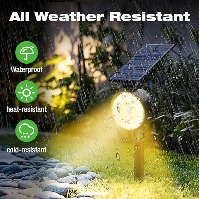 nipify 1 Pack Solar Spot Lights Outdoor Waterproof with 3 Modes, Solar Spotlight Light for Outside Yard Landscape Lighting Pathway Lights Wall,Warm White Nipify