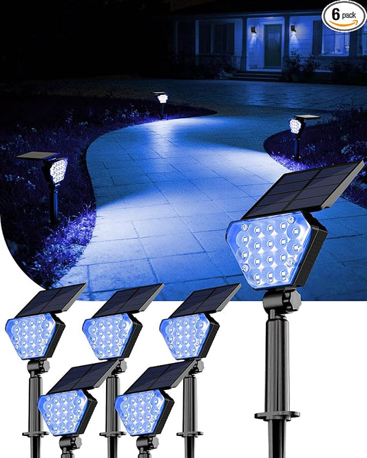 T-SUN Solar Lights Outdoor Waterproof IP65, 6Pack LED Solar Spot Lights Color Changing IP65 Waterproof Smart Auto On/Off for Outside Landscape Garden Yard Lawn Pathway Patio Driveway T-SUN