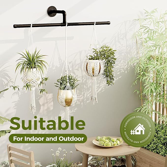 Bamworld Hanging Planters for Indoor Plants Plant Hanger Indoor Hanging Plant Holder Window Plant Shelves Metal Rod(Pot&Plant Not Included) 35.8in Bamworld