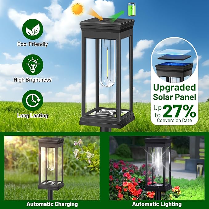 BesLowe Upgraded Solar Pathway Lights Outdoor, 8-Pack Large LED Solar Light Outdoor Waterproof, Super Bright Outside Lights for Yard, Sun-Powered Landscape Lighting for Garden Walkway, Cool White BringYouBrightFuture