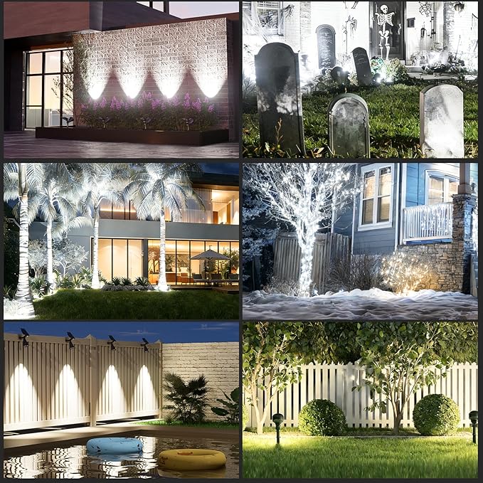 T-SUN Solar Spotlights, 4 LED Solar Powered Landscape Spotlights Waterproof Outdoor Lights Auto ON/OFF for Garden, Driveway, Yard, Patio, Pool Area (White-4 Pack) T-SUN
