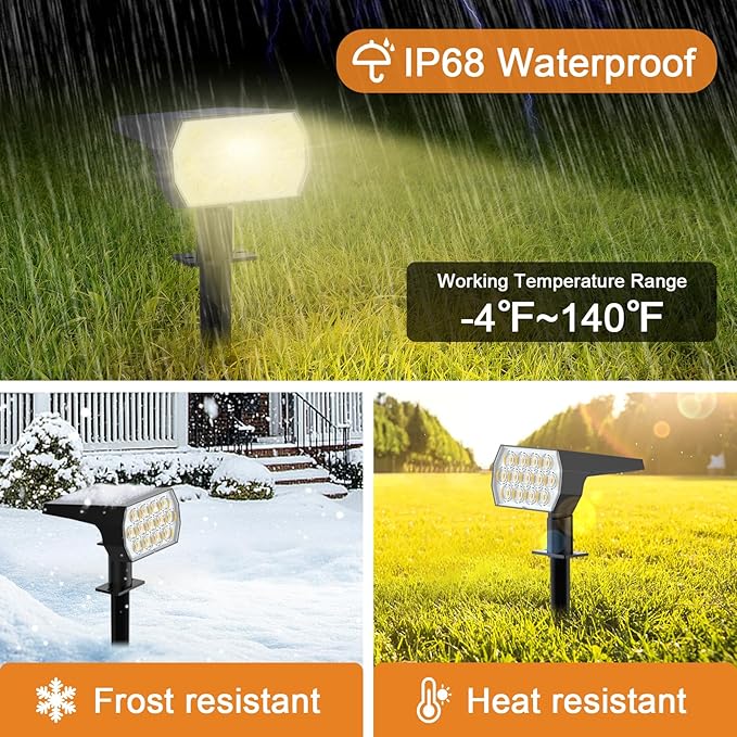WELALO Solar Spot Lights Outdoor, [10 Pack/65 LED/3 Modes] 2-in-1 Solar Landscape Spotlights, Solar Powered Security Lights, IP68 Waterproof Wall Lights for Walkway Yard Garden Driveway(Warm White) WELALO