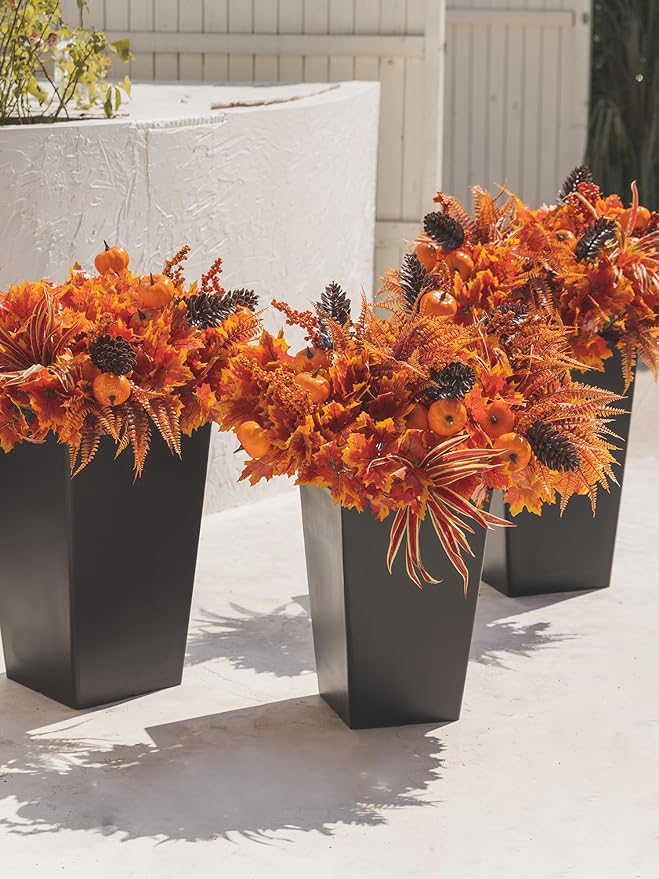 13pcs Outdoor Artificial Maple Leaf Pumpkin Branch with Berry and Maple Leave for Indoor Outside Hanging Plants Garden Porch Window Box Home Wedding Farmhouse Décor Clycaloor